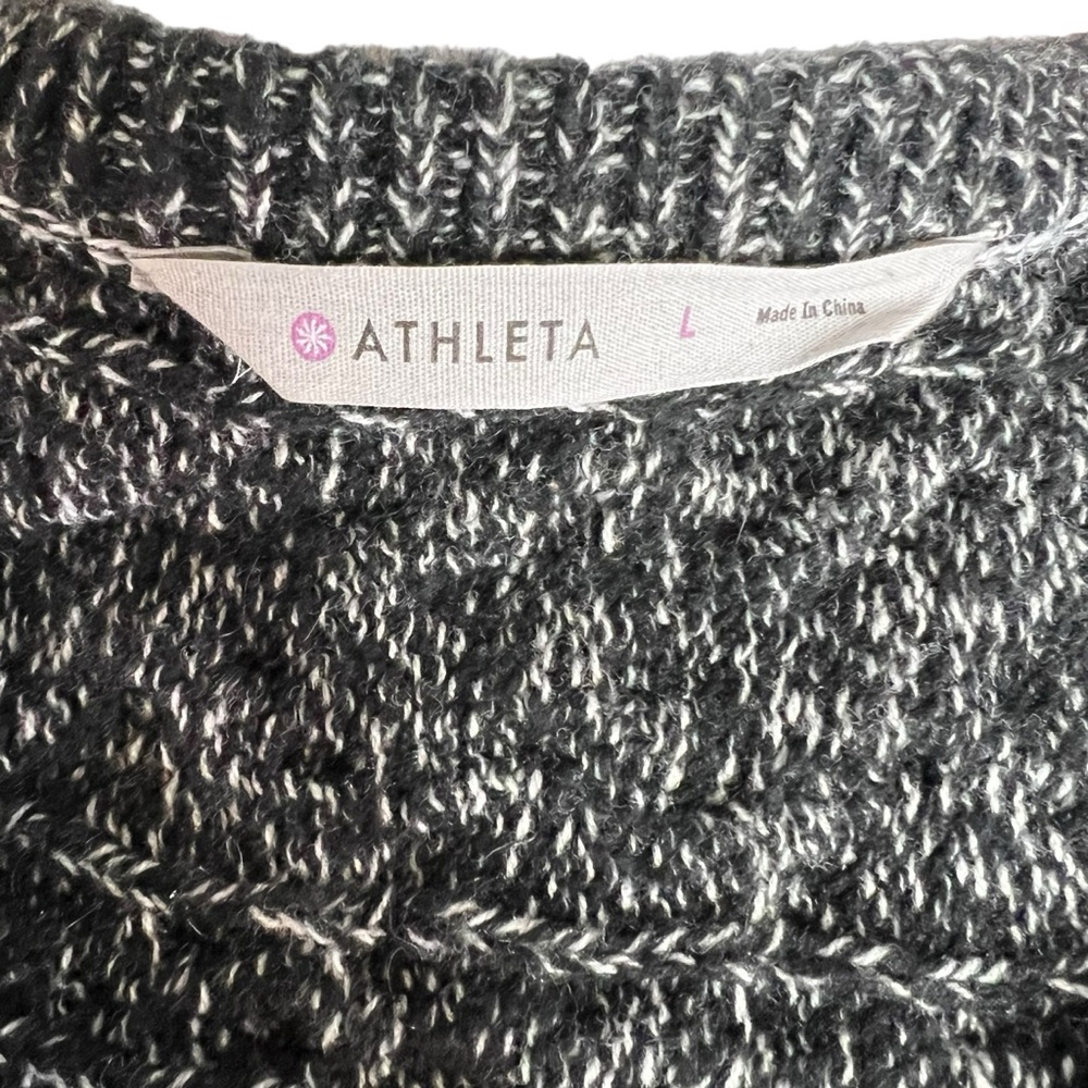 Athleta Northern Lights Asymmetrical Sweater Women Marled Gray Knit L - Picture 6 of 7